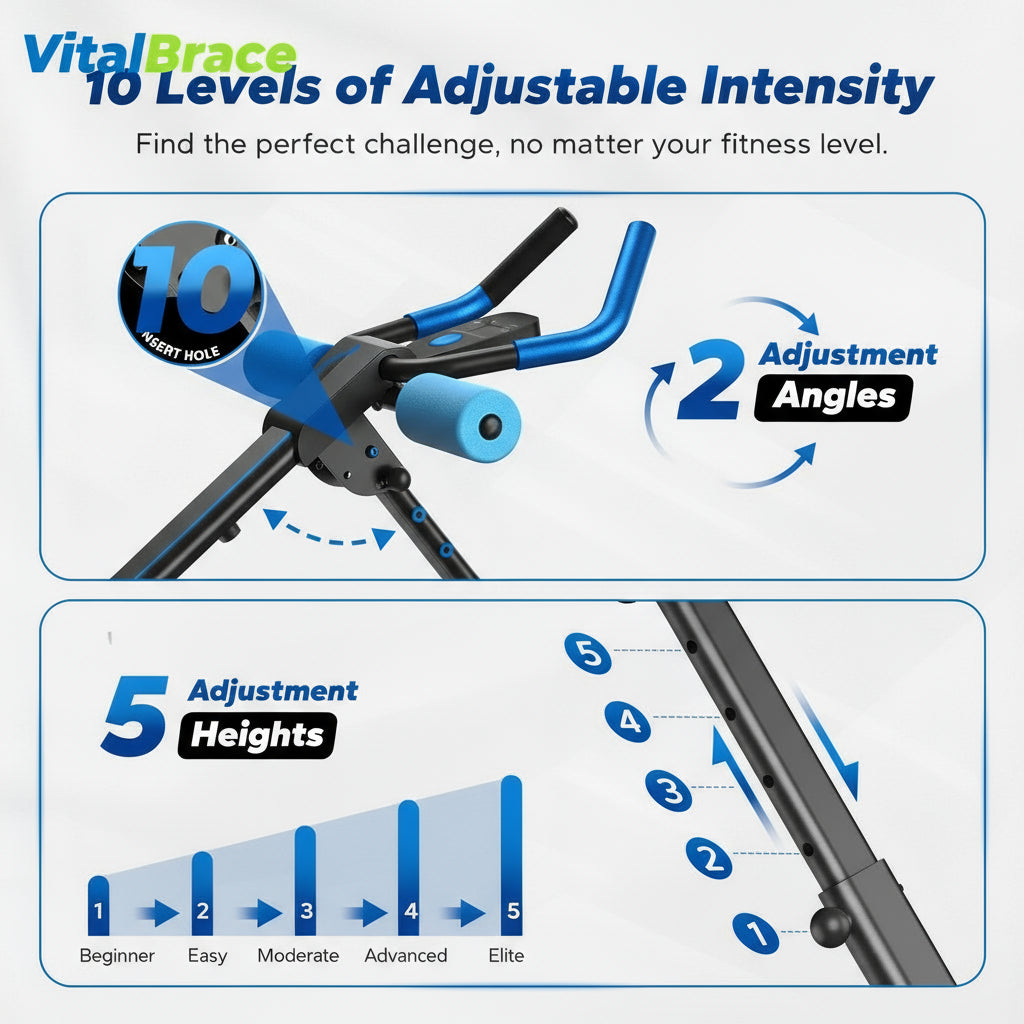 Ab Machine, Ab Workout Equipment, Adjustable Ab Trainer Machine for Abs Workout at Home Gym, Foldable, Knee Protection